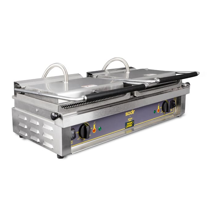 Equipex DIABLO Double Commercial Panini Press w/ Cast Iron Grooved