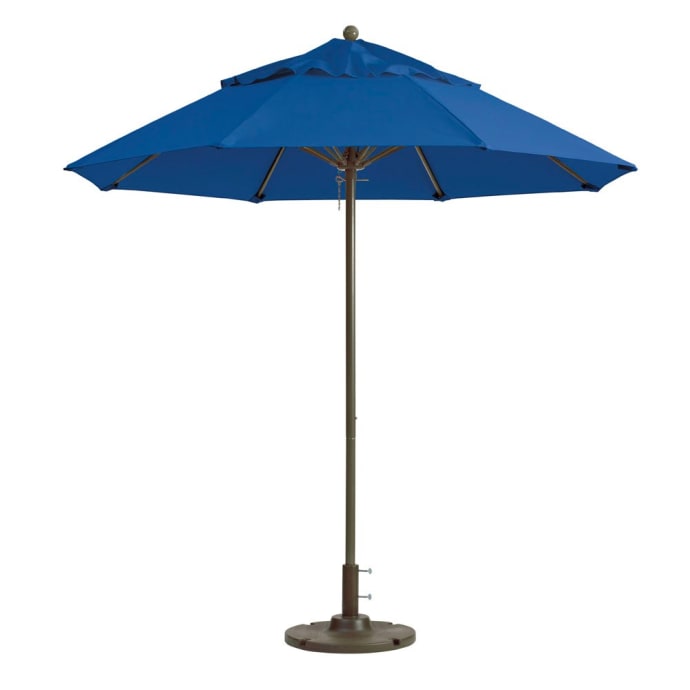 Grosfillex 98829731 9 Ft Round Top Windmaster Umbrella Pacific Blue Fabric Aluminum Pole