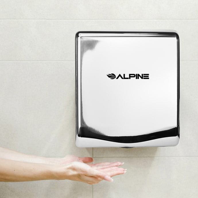 Alpine Industries 405-10-CHR Automatic Hand Dryer w/ Second Dry Time  Chrome, 110-120v