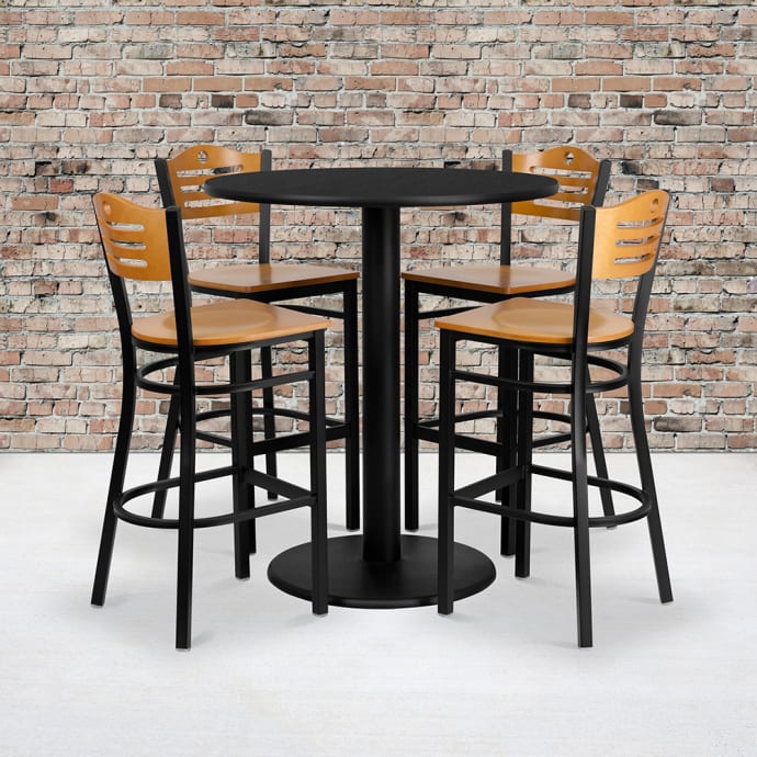 Bar Stool Set Black Laminate Top, Flash Furniture Bar Height Table And Stool Set