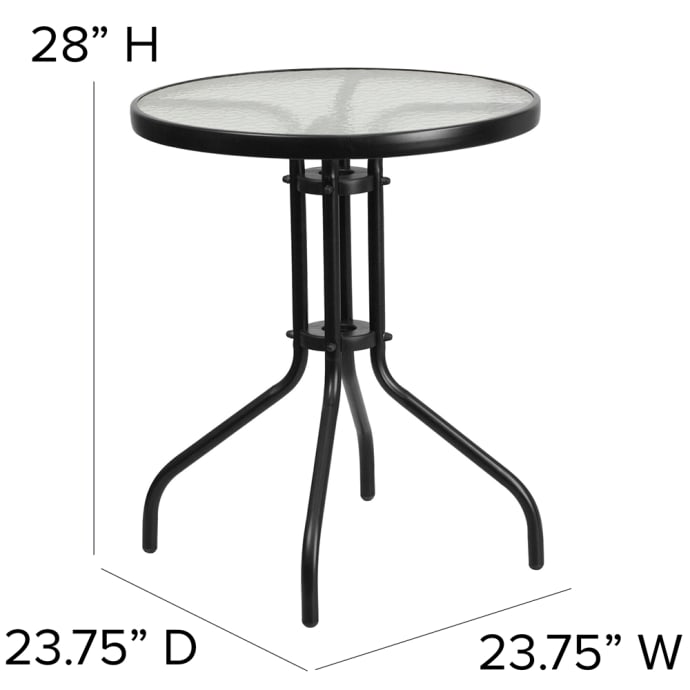 Flash Furniture Tlh 070 1 Gg 23 3 4 Round Patio Table W Glass Top Metal Flash Furniture Tlh 070 1 Gg 23 3 4, Round Patio Table Dimensions