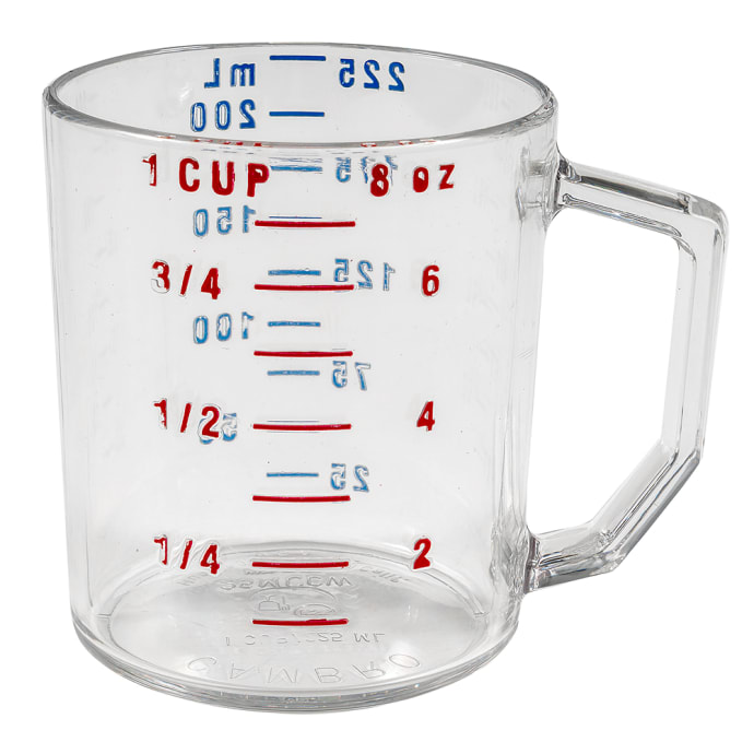 Measuring Cup, 1 Cup, Clear, Plastic, Metric, Cambro 25MCCW135