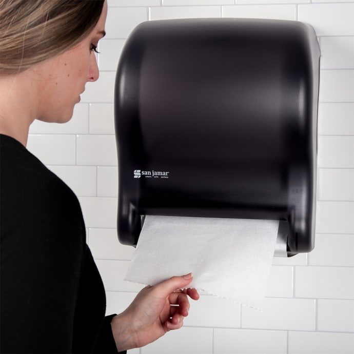 San Jamar T8000TBK Wall Mount Touchless Roll Paper Towel Dispenser