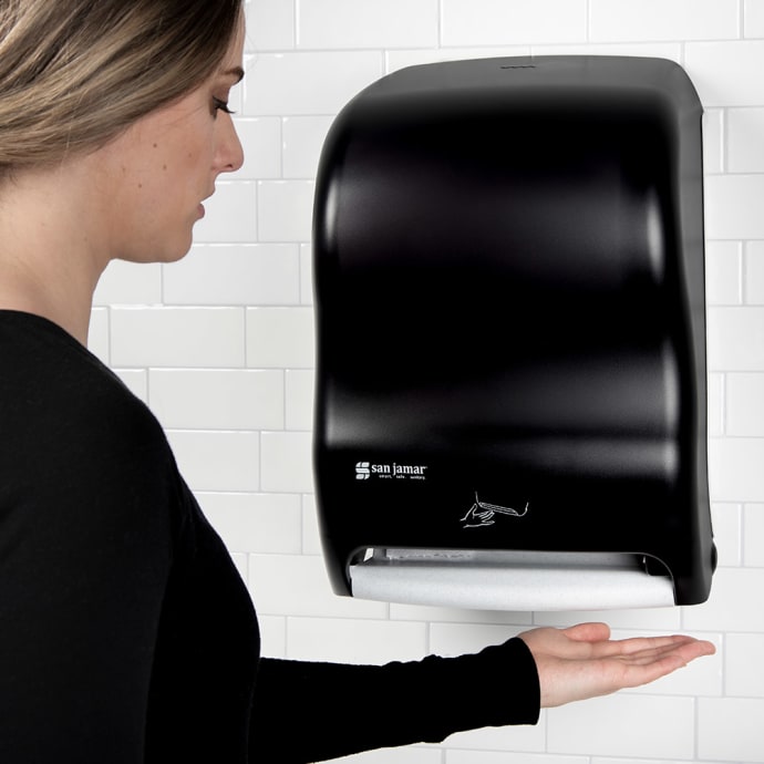 San Jamar T1400TBK Wall Mount Touchless Roll Paper Towel Dispenser