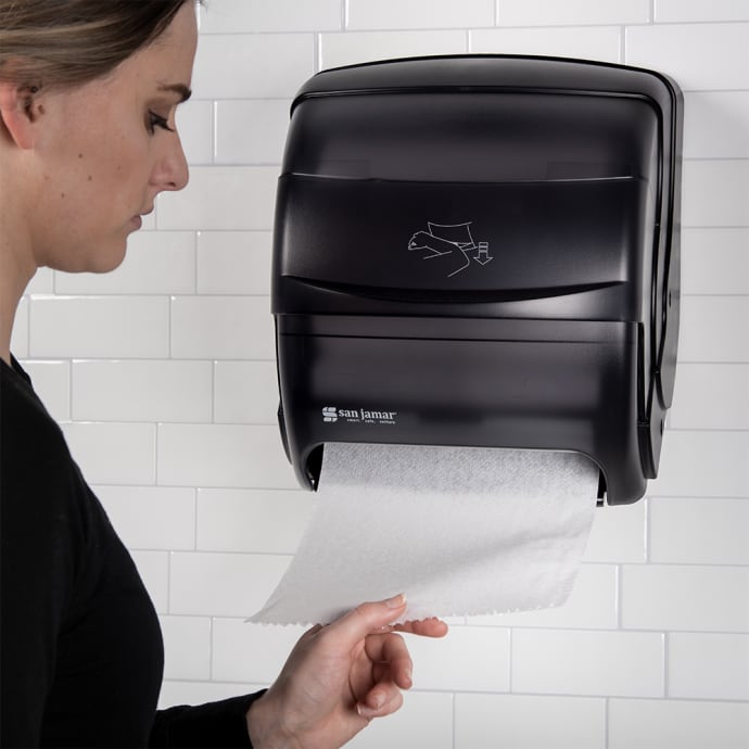 San Jamar T850TBK Wall Mount Roll Paper Towel Dispenser - Plastic
