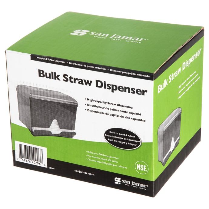 San Jamar ST500 Double-Sided Bulk Straw Dispenser - Black