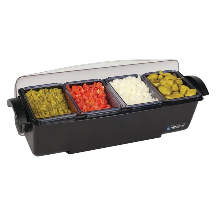 San Jamar BD4004 (4) Compartment Bar Garnish Tray - Domed Lid