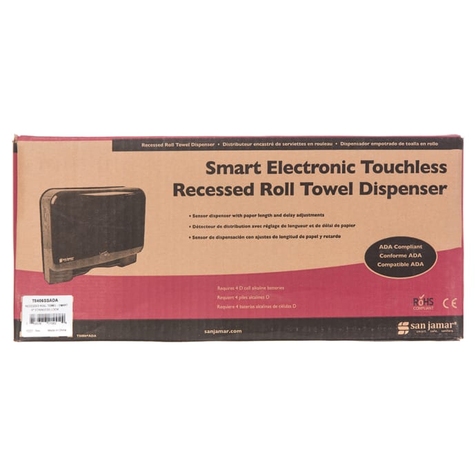 San Jamar T8406SSADA Recessed Touchless Roll Paper Towel Dispenser