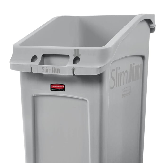 Rubbermaid® Slim Jim® Rectangular Plastic Waste Containers With Vent  Channels, 23 Gallons, 30H x 11W x 22D, Gray - Zerbee