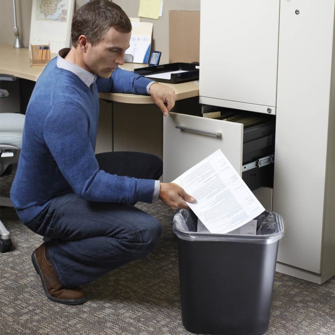 Rubbermaid FG295600BLA 28 1/8 qt Rectangle Waste Basket - Plastic