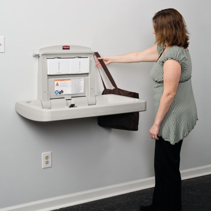 Rubbermaid wall mounted changing table clearance