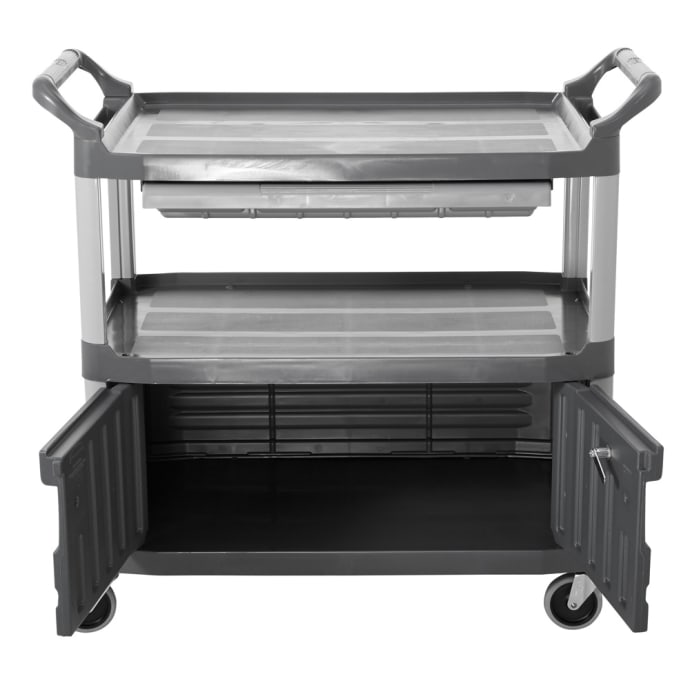 Rubbermaid FG409400 GRAY 3 Level Polymer Utility Cart w/ 300 lb