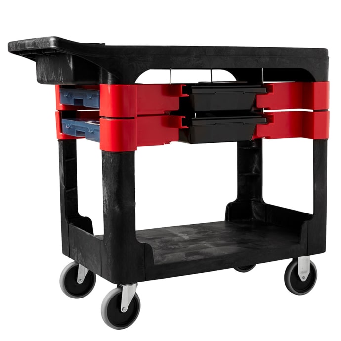 Rubbermaid Heavy-Duty Lab Carts, Model B, H × W × L 33 1/4 in. × 25 7/8 in. × 45 1/4 in., Black, Cart Total Capacity 500 lb. , 250 lb. per Shelf