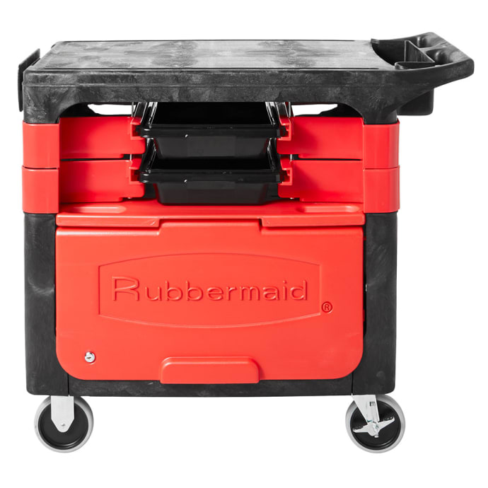 Rubbermaid 2-Shelf Plastic/Poly Mobile Utility Cart with Swivel Wheels,  Beige (FG450088BEIG)