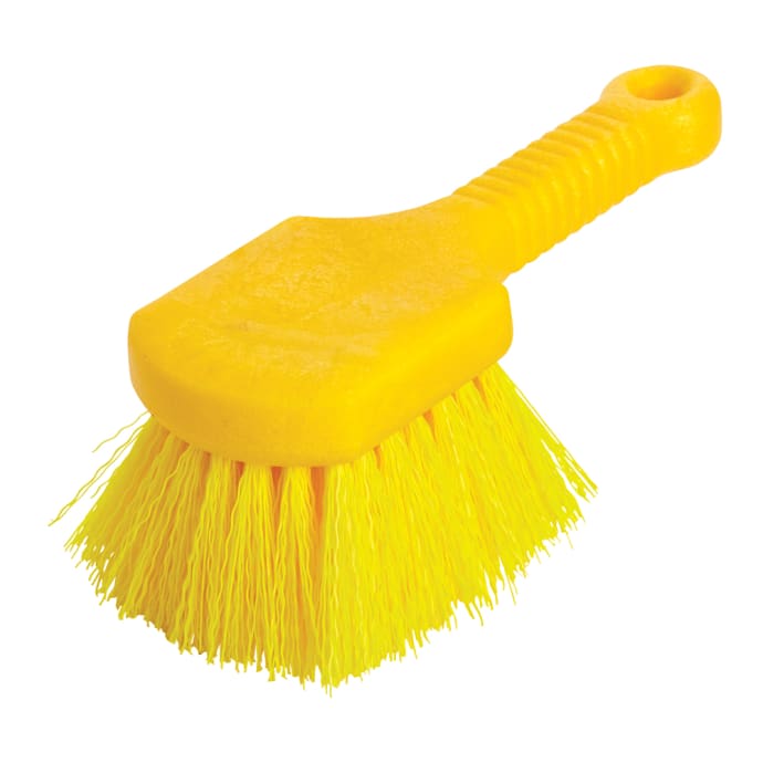 Rubbermaid® Commercial Long Handle Scrub, Yellow Synthetic Bristles, 8  Brush, 8 Gray Plastic Handle