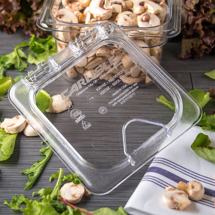 Carlisle Universal Sixth-Size Hinged Food Pan Lid - Notched