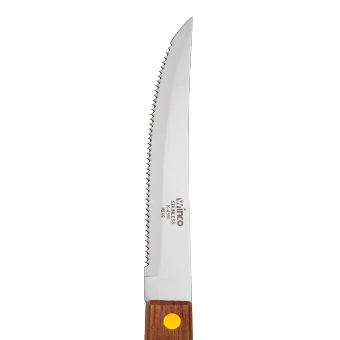 Winco - K-55W - Steak Knives, 4-1/2 Blade, Wooden Hdl, Round Tip -  Flatware