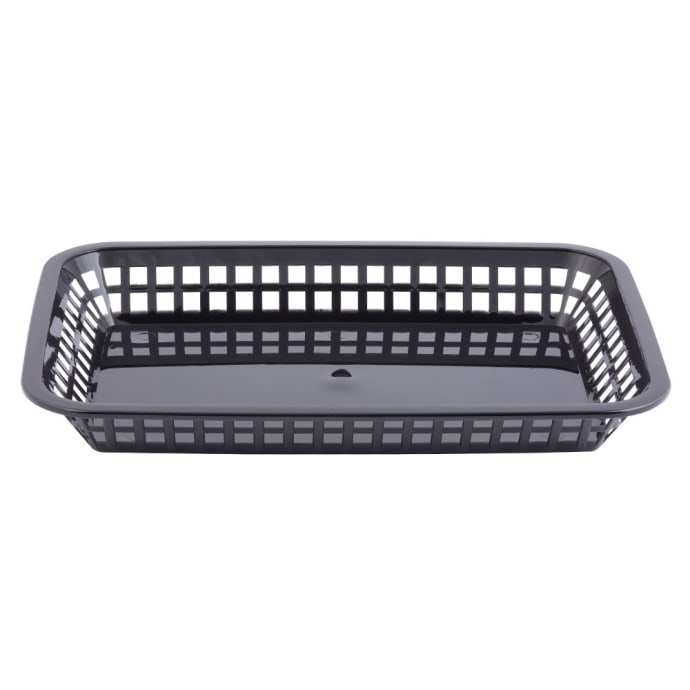 Tablecraft 1079BK Platter Basket - 11 3/4 x 8 1/2 x 1 1/2, Polypropylene,  Rectangular, Black
