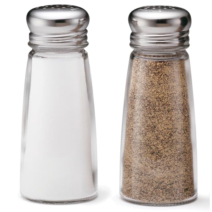 Tablecraft 132S&P-2 3 oz Salt/Pepper Shaker - Glass, 4 1/2