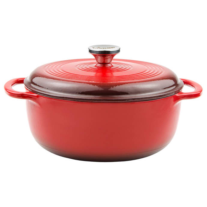 Lodge Cast Iron 4.5 Quart Enameled Dutch Oven in Red - Ideal for  Slow-Roasting, Simmering, and Baking Bread - Even Cooking and Great Control  in the Cooking Pots department at