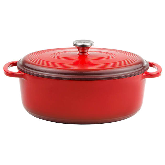 Outset Cast Iron pot with cover RED Ceramic coated Dutch oven