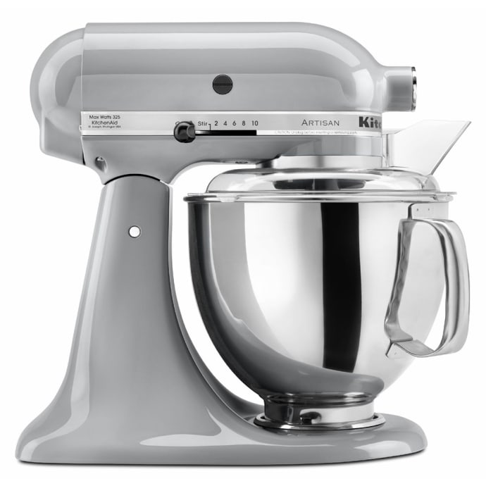 KitchenAid KSM150PSCU Artisan Series 5-Qt. Stand Mixer with Pouring Shield  - Contour Silver and KitchenAid KFE5T Flex Edge Beater for Tilt-Head Stand