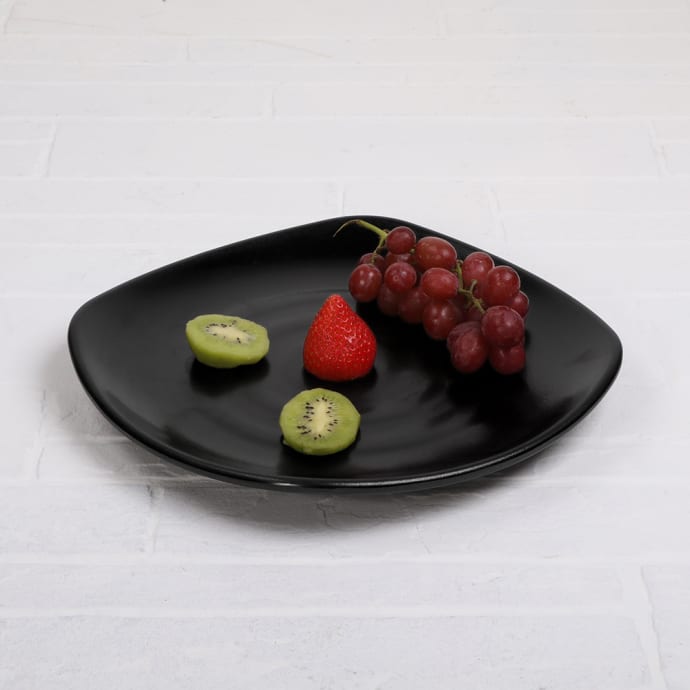 Stone Lain 24 Pieces Stoneware Square Dinnerware Set, Black Matte