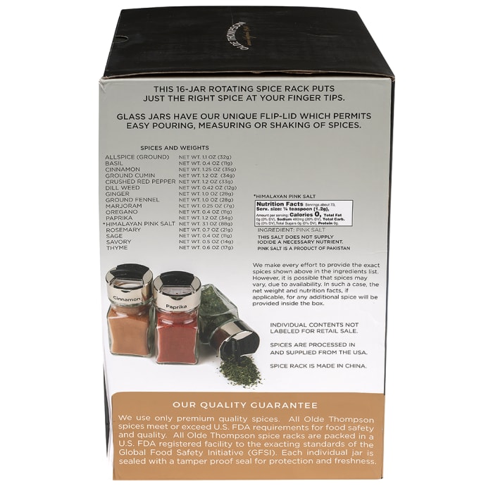 Olde Thompson 25-663 Revolving Carousel Spice Rack w/ (16) 3 oz Spice Jars  - 10H x 7W, Black/Silver