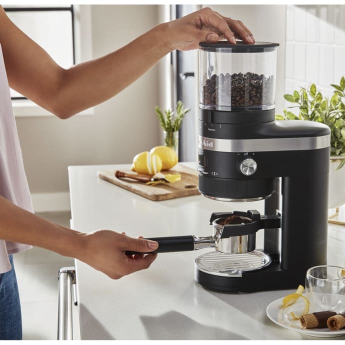 KitchenAid KCG8433BM 10 oz Burr Coffee Grinder w/ Dose Control Black Matte