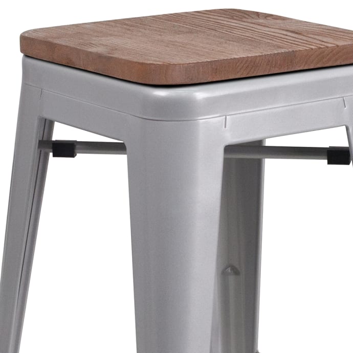 Flash Furniture CH-31320-30GB-SIL-WD-GG Bar Stool w/ Curved