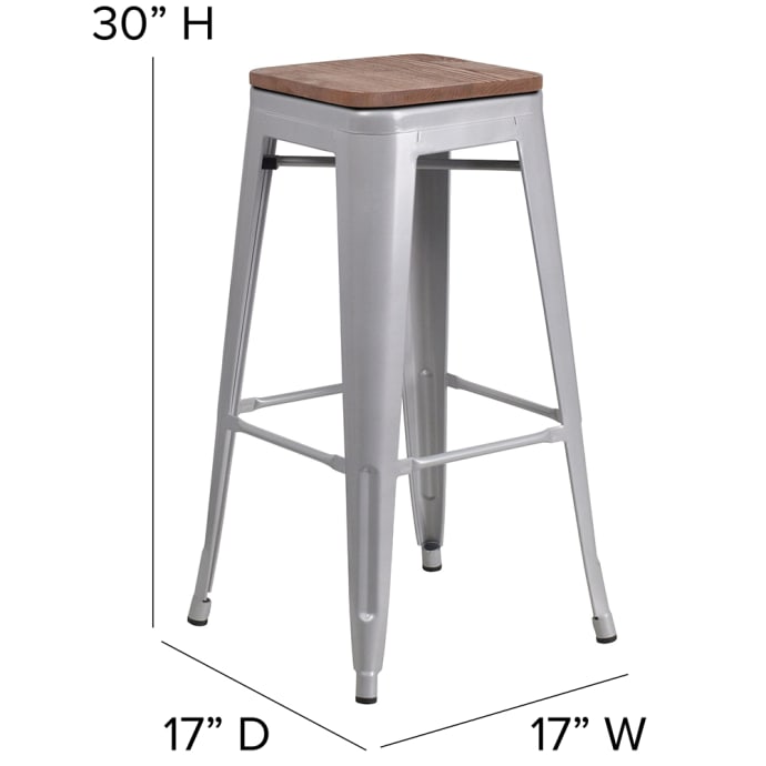 卸し売り購入 Furniture Flash CH-31320-30-SIL-WD-GG w Stool Bar Backless スケートボード