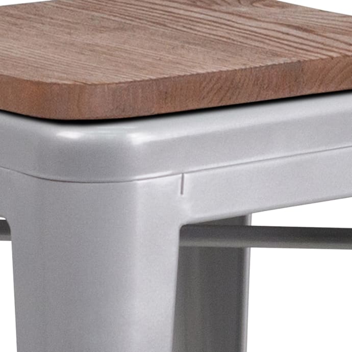 Flash Furniture CH-31320-30-SIL-WD-GG Backless Bar Stool w