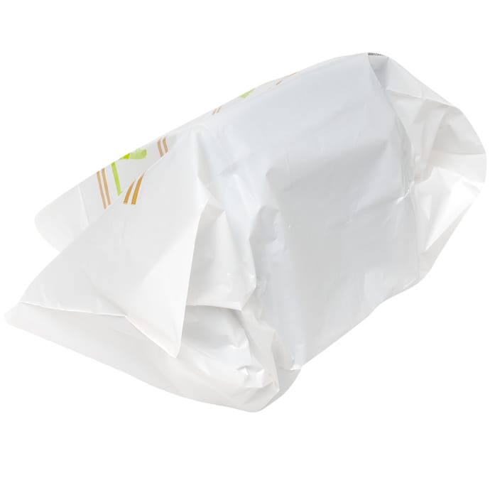 LK Packaging TO165146TY Printed Poly Take Out Bag w/ Handles - 16 