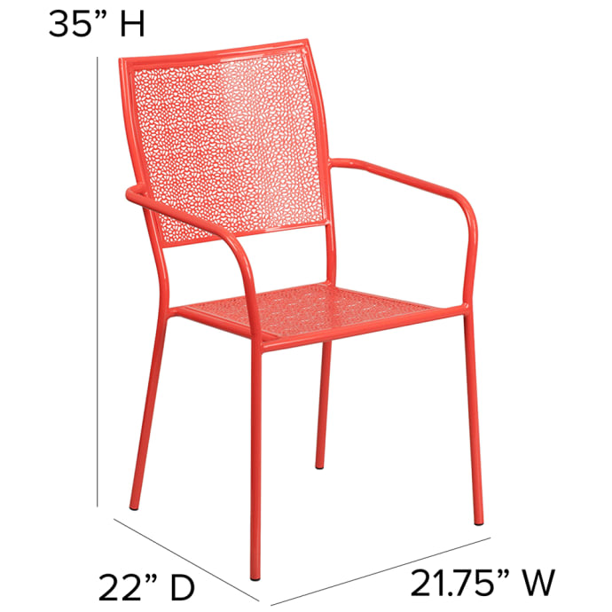 Flash Furniture CO-2-RED-GG Outdoor Stackable Armchair w