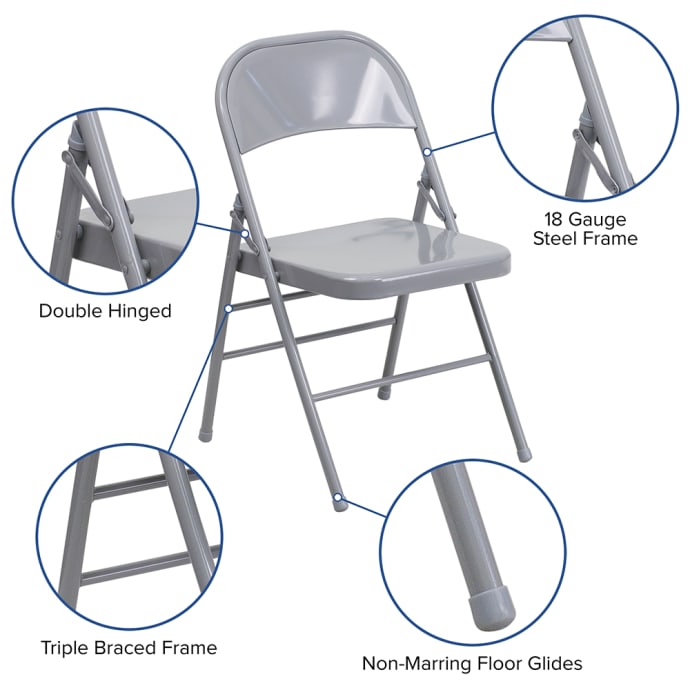 Flash Furniture HF3-MC-309AS-GY-GG Folding Chair w/ Gray Metal