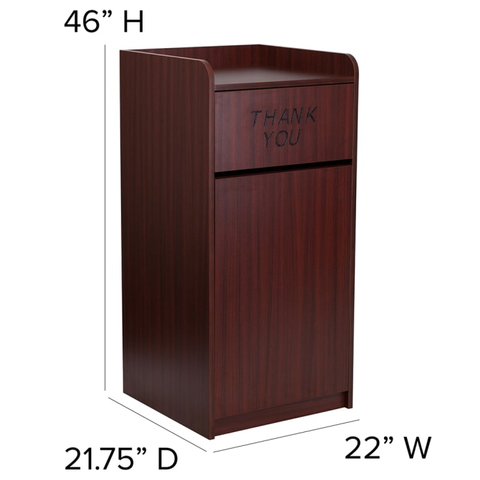 Flash Furniture MT-M8520-TRA-MAH-GG 36 gal Indoor Decorative Trash