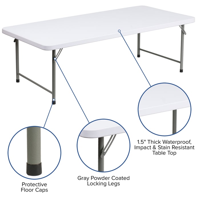 Flash Furniture RB 3060 KID GG Rectangular Kid s Folding Table w Granite White Plastic Top 59 1 4 W x 29 D x 19 H
