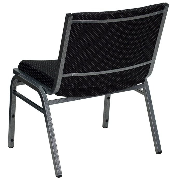 Flash Furniture XU-60555-BK-GG Big & Tall Stacking Chair w/ Black Patterned  Polyester Back & Seat - Steel Frame, Silver Vein