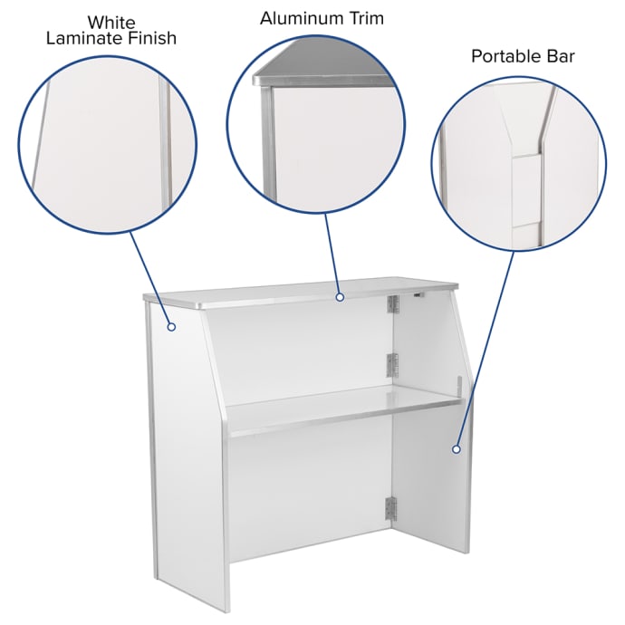 Flash Furniture XA-BAR-48-WH-GG 47 3/4
