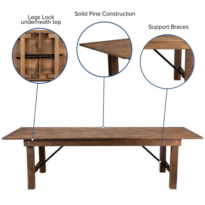 Flash Furniture XA-F-108X40-GG Rectangular Folding Farm Table w