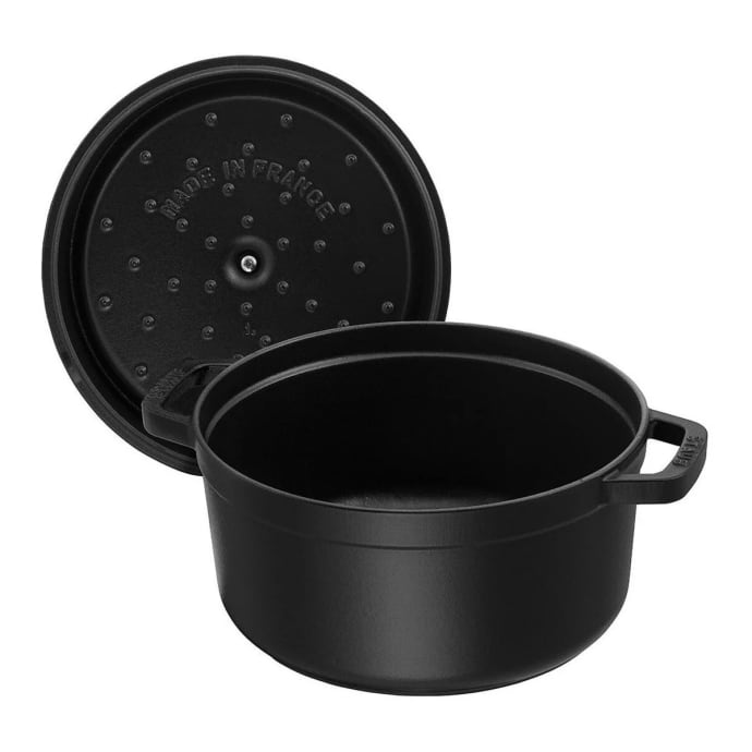 Staub 7 qt Enameled Cast Iron Cocotte w/ Lid, Black Matte (1003207)