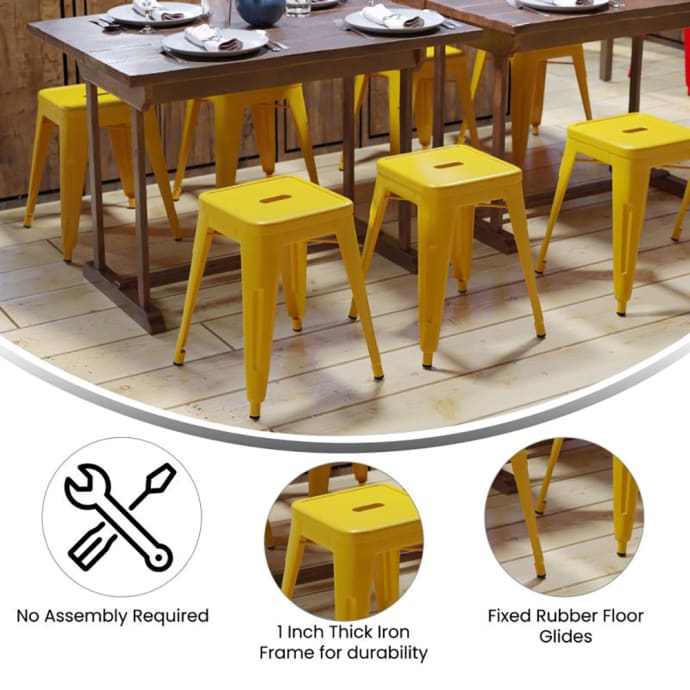 Flash Furniture ET-BT3503-18-YL-GG Stacking Backless Dining Stool