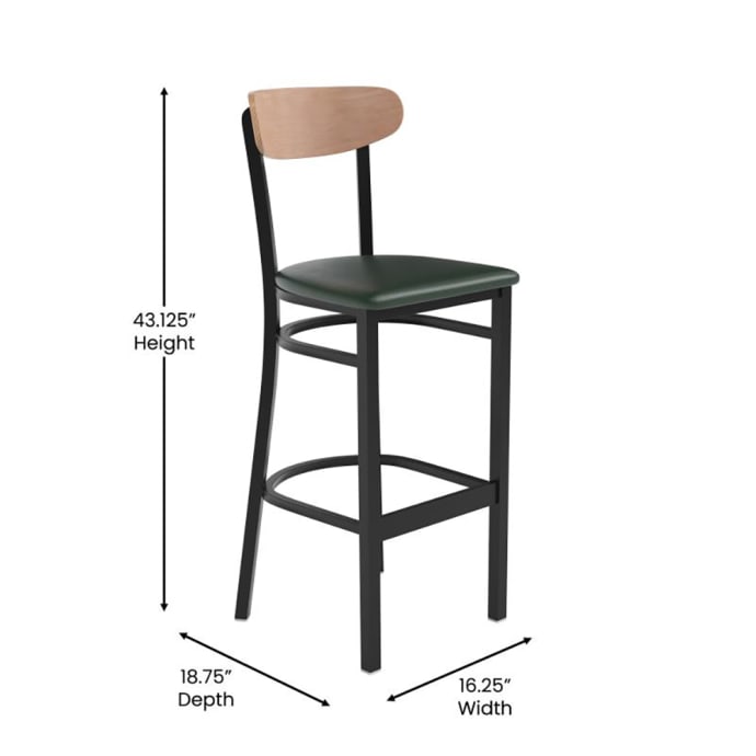 Flash Furniture XU-DG6V6GNV-NAT-GG Bar Stool w/ Boomerang