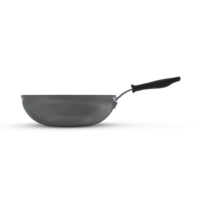 Vollrath 11 SteelCoat x3 Non-Stick Carbon Steel Stir Fry Pan with Black  Silicone Handle 592350