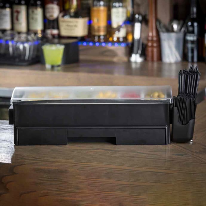 MJM Serving Container with Lid, Ice Cold Spice Server Caddy, Tray with 5 Removable Compartments, Party Dish, Food Box for Dips, Sauces, Vegetables