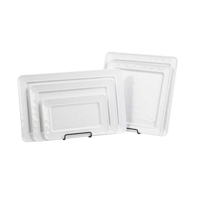 APS GF076 Plateau Rectangulaire En Mélamine Blanc - 45x42x29cm - Résistant, Idéal Buffet Et Restauration