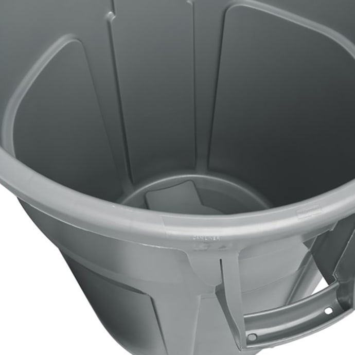 Commerciële Afvalemmer Rubbermaid BRUTE Ronde Container – 37,9 Liter, Wit, Met Ventilatiekanalen Voor Makkelijk Liner Verwijderen Commerciële Afvalbak Wit