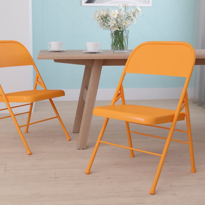 Flash Furniture HF3-ORANGE-GG Steel Folding Chair - Orange