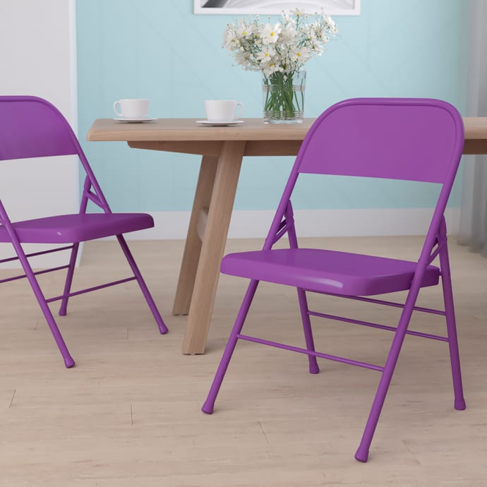 Flash Furniture HF3-PUR-GG Steel Folding Chair - Purple