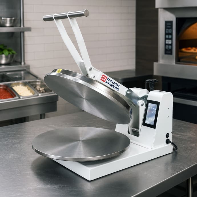 DoughXpress DM-18-120 Manual Pizza Dough Press, Heated Upper